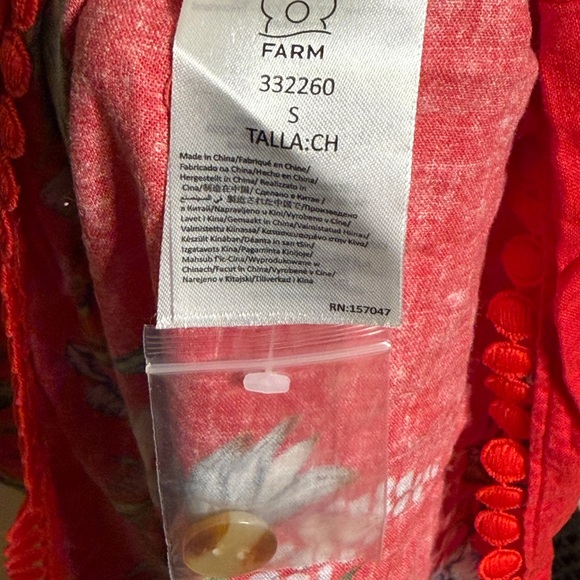 FARM Rio Red Sweet Bloom Bouquet Lenzing Ecovero Euroflax Midi Dress - Picture 12 of 12